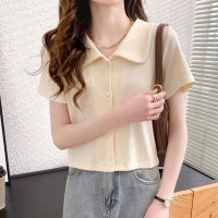 Womens Shirts Korean Style Summer Fashion Plain Blouse Short Sleeve Casual Tops 2023 New