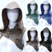 Medieval Vintage Hooded Leather Cloak Cape Cowl Women Men Cosplay Assassin Hat Warrior Outfit Wicca Costumes Pagan Accessory