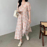 พร้อมส่ง ?? Somi dress เดรสตัวยาวแขนสั้นผ้าพิมพ์ลายดอกสีสวย (IN37023)