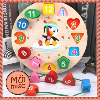 MUIMISC - บล็อกไม้นาฬิกา ชุดของเล่นไม้เสริมพัฒนาการแนว Montessori ของเล่นไม้ สีสันสดใส ให้เด็กๆได้เพลิดเพลินกับการ เรียนรู้เรื่องรูปทรงต่างๆ