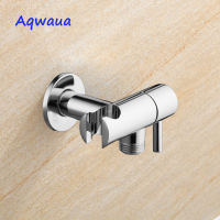 Aqwaua Faucet Angle Valve with Holder Water Stop Valve Switch for Shower Water Control Bathroom Accessories Chrome Plated