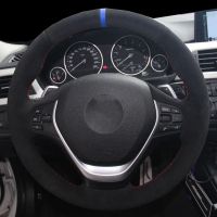 For BMW F20 2012-2018 F45 2014-2018 F30 F31 F34 2013-2017 F32 F33 F36 Hand-stitch Black Suede Car Steering Wheel Cover