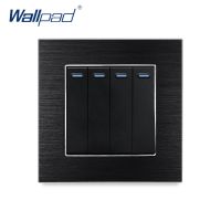 【cw】 Hot Sale 4 Gang 2 Way Switches Luxury Wall Metal Panel Rocker Interrupteur 【hot】