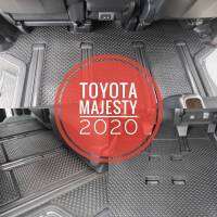 พรมยางปูพื้นภายในรถยนต์ทั้งคัน  ยางลายกระดุมสีดำ เข้ารูปของรุ่น ALL NEW TOYOTA MAJESTY  รุ่นปี 2020-ปัจจุบัน