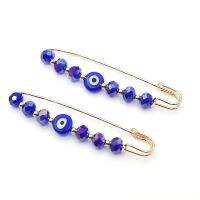 1Pic Simple Style Lucky Glass Evil Eyes Blue Bead Gold Sliver Color Brooch Collar Pin For Men And WomenAccessories