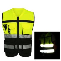 Reflective Strips Vest Reflective Waistcoat High Visibility Motorcycle Generic Camping Multi-pockets Traffic Waistcoat