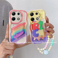 Phone Case เคส Tecno Spark GO 2023 Tecno Camon 20 Pro 4G POP7 Pro กรอบนิ่มลายการ์ตูนสีรุ้งน่ารักฝาครอบขอบสีครีมเคสมือถือกันกระแทกพร้อมสร้อยข้อมือหน้ายิ้ม