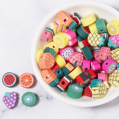 【CW】◊✐✆  50pcs/Lot 10mm Fruit Beads Polymer Clay Mixed Color Spacer Jewelry Making Necklace