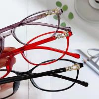 【cw】 Fashion Shiny Frame Rhinestone Ultra Light Glasses Eye Protection Anti Blue Light Reading Glasses ！