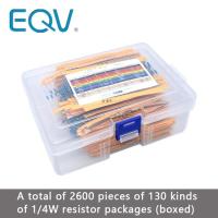 【DT】hot！ 2600pcs/lot 130 Values 1/4W 0.25W 1  Metal Film Resistors Assorted Pack Set Lot Assortment Kits Fixed resistor