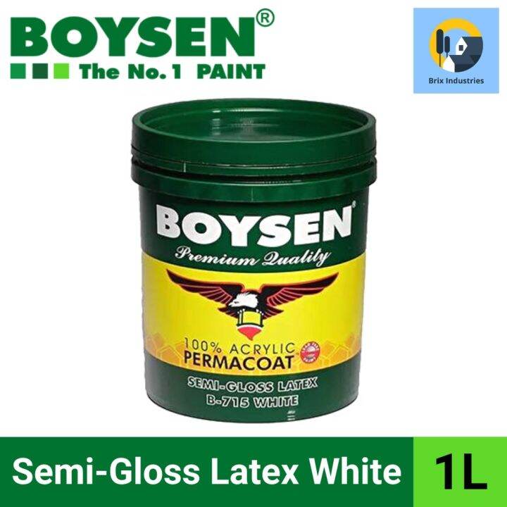 Boysen Permacoat Semi-Gloss Latex White 1 Liter B-715 100 AcrylicPaint ...