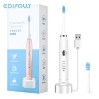 HOKDS 5 Modes Electric Sonice Vibration Toothbrush Wireless Charging Adult Timer Teeth Whitening Brush with Replacement Heads