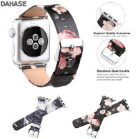 Rose ดอกไม้ Wave สายนาฬิกาหนังสำหรับ Band 38 40 41มม. 42 44 45 49มม. สร้อยข้อมือ Series 1 2 3 4 5 6 Se 7 8สายรัดข้อมือ