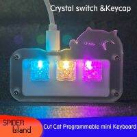 แมวน่ารัก3กับ Keycap โปร่งใสเกมกลแมโคร RGB แบบโปรแกรมได้