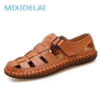 MIXIDELAI Summer Men Sandals 2023 Leisure Beach Men Shoes High Quality Genuine Leather Sandals The Mens Sandals Big Size 39-47