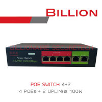 BILLION POE SWITCH 4+2 : 4 PORT POE + 2 UPLINK 10/100