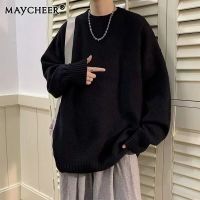 MAYCHEER เสื้อสเวตเตอร์ถักสำหรับผู้ชาย,เสื้อสเวตเตอร์เสื้อถักแบบลำลองหลวมขนาดใหญ่พิเศษ