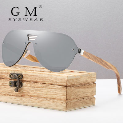 GM Original Brand Men Wooden Sunglasses Polarized Metal Frame Bamboo Glasses Women Luxury Sun Glasses With Wood Case