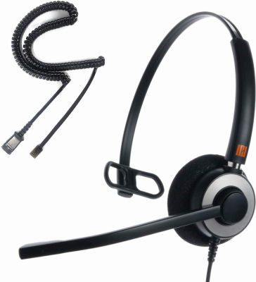 IPD IPH-160 Professional Monaural Noise Cancelling, Corded landline Phone Headset for Call Center/Office with U10P Cable Works with Avaya/Lucent, Nortel,Polycom,Samsung,Mitel and Many Other IP Phones… U10P for Avaya,Poycom&amp;Nortel