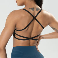 VITALINOVO ผู้หญิงกีฬา Strappy Criss Cross Back Backless ที่ถอดออกได้เบาะโยคะ Cami Crop Top Low Impact ฟิตเนส s