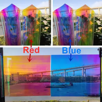 HOHOFILM Holographic Decorative Iridescent Window Film Adhesive Glass Film  Chameleon Rainbow Effect for Home Decal DIY