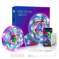 10เมตรแถบไฟ Dreamcolor USB Led RGB IC เปลี่ยนสีไฟบลูทูธเพลงซิงค์ App ควบคุมไม่กันน้ำสายรุ้ง