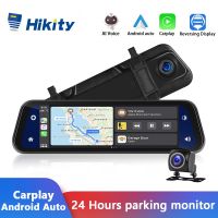 Hikity Car Mirror Video Recorder Rearview 9.66 Inch Ultra HD  Camera Wireless Carplay Front and Rear Camera Mirror DVR Black Box