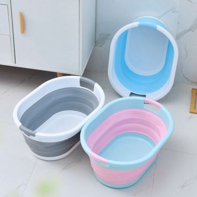 Folding Plastic Bucket Home Bathroom Products Laundry Basket Clothes Storage Bucket Camping Outdoor Travel Bucket