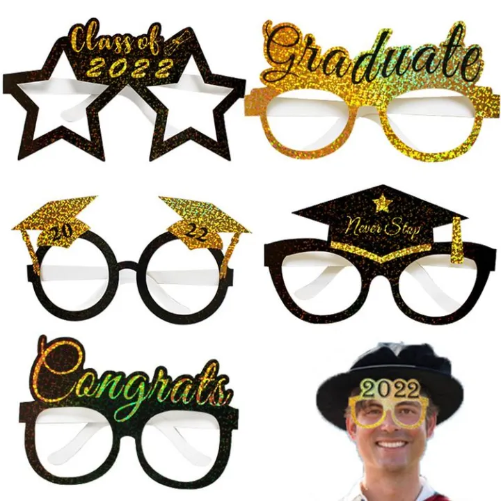 Graduation Eyeglasses 2022 Black and Gold Glitter Grad Glasses 2022 ...