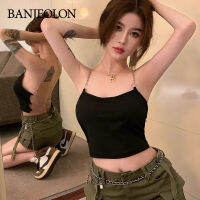 BANJEOLON เสื้อกั๊ก Chain เสื้อกั๊ก Backless สีทึบ ผู้หญิงเซ็กซี่เสื้อกั๊ก เสื้อแฟชั่นผญ BAN260