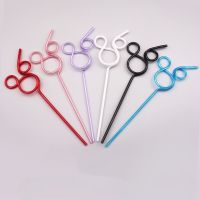 【CC】 1/5/10PCS Plastic Drinking Straws Birthday Tableware Colorful Reusable Kids