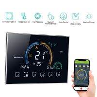 ▣ 95-240V Programmable Thermostat 5 1 1 Six Periods Touchscreen LCD with Backlight Water/ Gas Boiler Heating Thermoregulator Lock