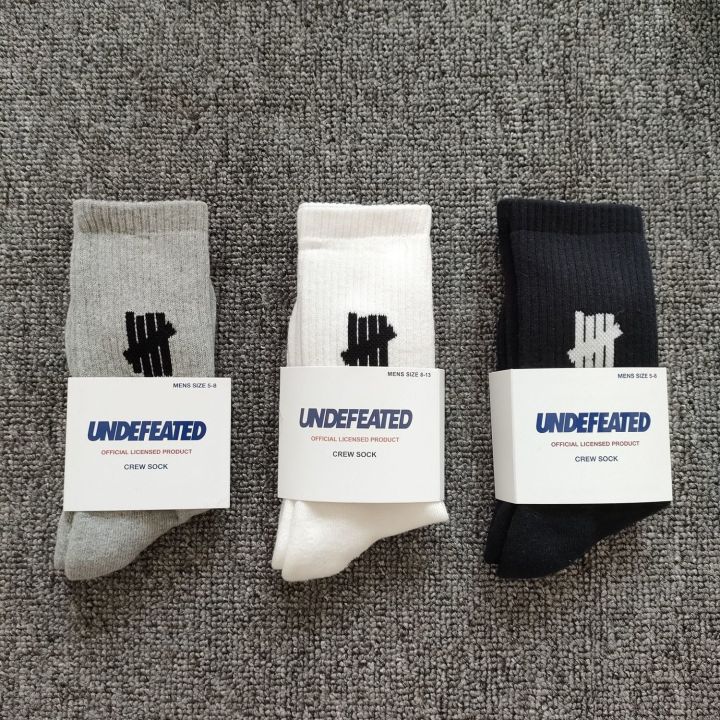 undefeated-เวอร์ชั่นใหม่5ลายทางในชั้นเลิศของผ้าเช็ดตัวคอตตอนคอมบ์ในชายและหญิงสเก็ตบอร์ดสตรีทแพ็คถุงเท้าจดหมายต้นฉบับ2023