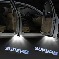 2pcs Car Projector Lamp LED Courtesy Wireless Decoration For Skoda 2009-2018 MK2 MK3 SUPERB Welcome Door Light On The Floor Bulbs  LEDs HIDs