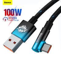 Baseus 100W Elbowed USB Cable การชาร์จอย่างรวดเร็ว USB C Cable 90 Degree QC 3.0 Gaming Cable