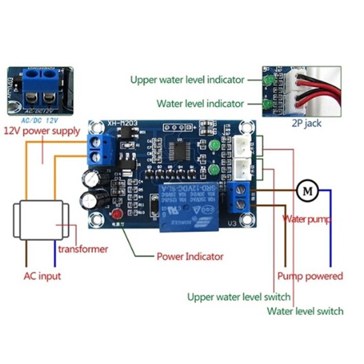1ชิ้น-xh-m203ใหม่ล่าสุดโมดูลสวิตช์ปั๊มตัวควบคุมระดับน้ำอัตโนมัติเต็มรูปแบบรีเลย์-ac-dc-12v-g08เรือ