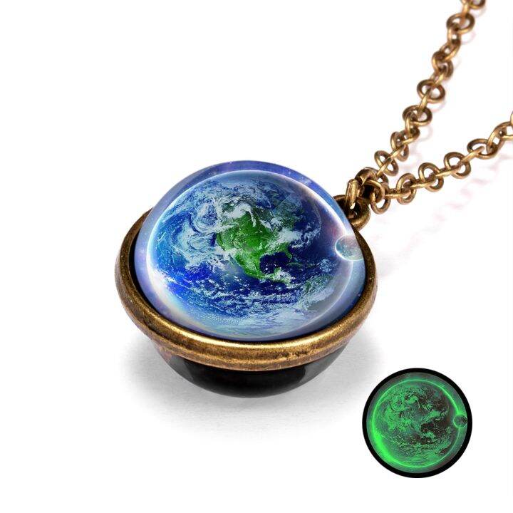 cw-1pc-vintage-colorful-galaxy-universe-round-pendant-necklace-glow-in-the-dark-glass-ball-metal-chain-choker-fashion-jewelry-gift