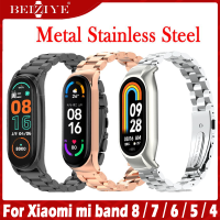 สแตนเลสสตีลโลหะสายนาฬิกา For Xiaomi Mi Band 8 7 6 Strap NFC Metal Stainless Steel For Xiaomi MiBand 8 7 Xiaomi MiBand 6 สายคล้องข้อมือ Bracelet for mi band 6 สาย band6 สายนาฬิกา Wristband