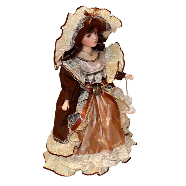 30cm Vintage Porcelain Doll With Golden Curly Hair, Creative Valentin Gifts  For Girlfriend, Dollhouse People Decor