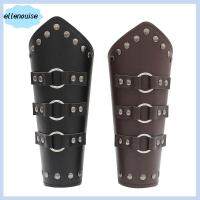 ELLENOUISE สีดำสีน้ำตาล ยิงธนูแขนยาม ถุงมือกันร้อน เครื่องหนังแท้ Viking Bracer อุปกรณ์เสริมกีฬา พังก์สไตล์ ลูกศรยิงธนู ชายหญิง