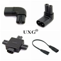 1Pc IEC 320 2-Pin C7 3 X Female To C8 Male Right Up Down Angled AC extension cord Power Cable Adapter Converter