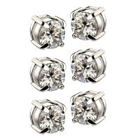 3 Pair Fashion Ear Stud Earring White+Silver Colour