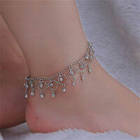 เงา R Hinestones Anklets สำหรับผู้หญิงชายหาดที่สวยหรูพู่ข้อเท้าสร้อยข้อมือสไตล์โบฮีเมียโซ่เท้าอุปกรณ์เครื่องประดับฤดูร้อน