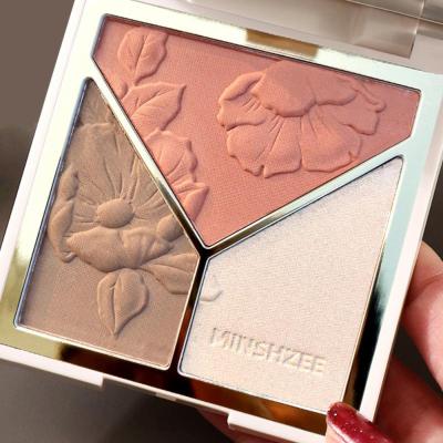 3 In 1 High Contour Palette Bronzer Face Contour Shimmer High Gloss Blusher Illuminator Brighten แต่งหน้าเครื่องสำอางเกาหลี ~