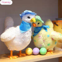 HOONEY วางไข่ไก่กำมะหยี่ตุ๊กตาไฟฟ้ายัดไส้รูปสัตว์บ้าเจี๊ยบมีเสียงดนตรีสำหรับเด็กหญิงเด็กชาย