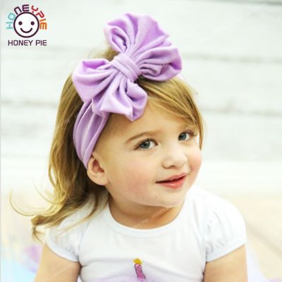 Children Big Bow Wide Hairband Multicolor Girl Baby Nylon Silk Headdress Bohemian Style Headband [Honey Pie]