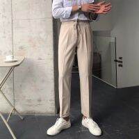 COD SDFERTREWWE ?READY STOCK? Fashion Thin Korean Style Straight Trousers Stretch Casual Pants All-match Men Suit Pants