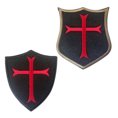 Templars Crusader เต็มปักที่กำหนดเองแพทช์กองทัพยุทธวิธีทหารตรากลางแจ้งกระเป๋ากระเป๋าเป้สะพายหลังตะขอและห่วงกระเป๋าเป้สะพายหลังสติ๊กเกอร์