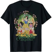 Cartoon Snow White and the Seven Dwarfs graphic cotton O-neck T-shirt for men