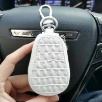 ☌ 1PCS Universal Key Organizer Holder Keychain Wallet Top Layer Leather Pink/White Key Case Auto for Interior Accessories